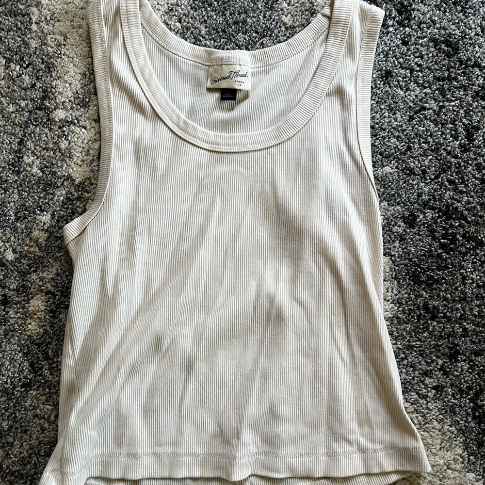 Universal Thread White Ribbed Crop Tank Top